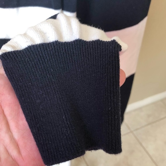 Elliott Lauren Embroidered Navy Striped Knit Pullover Cotton Sweater Large - Picture 4 of 7